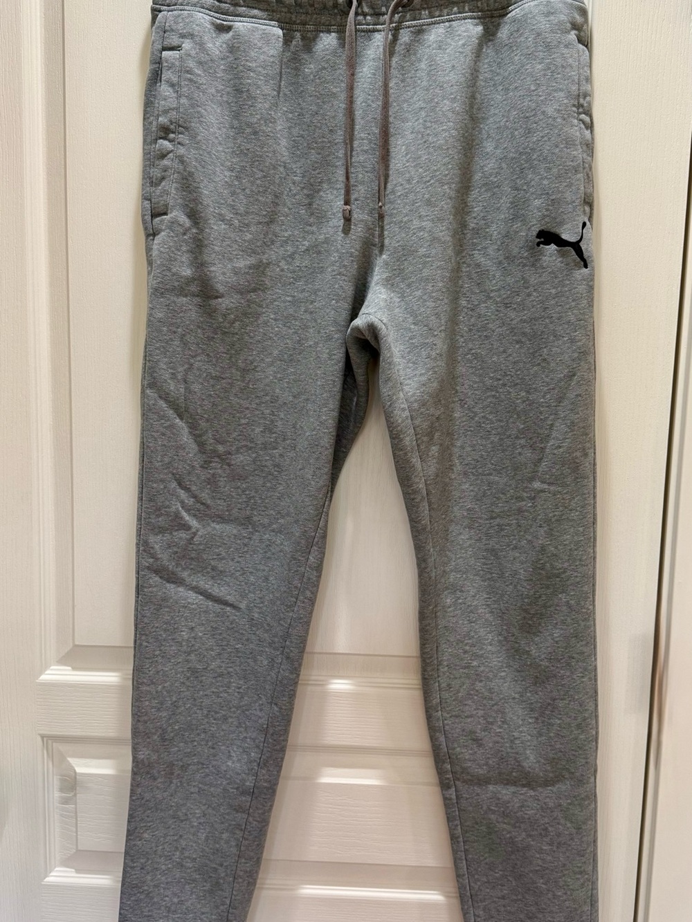 Puma Men's Grey Jogger Sweatpants with Black Logo